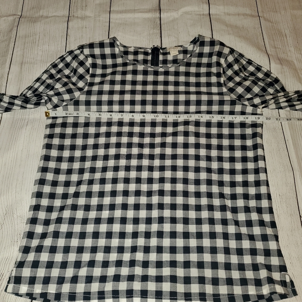 J. Crew Blue and White Plaid Cold Shoulder - Picture 9 of 12
